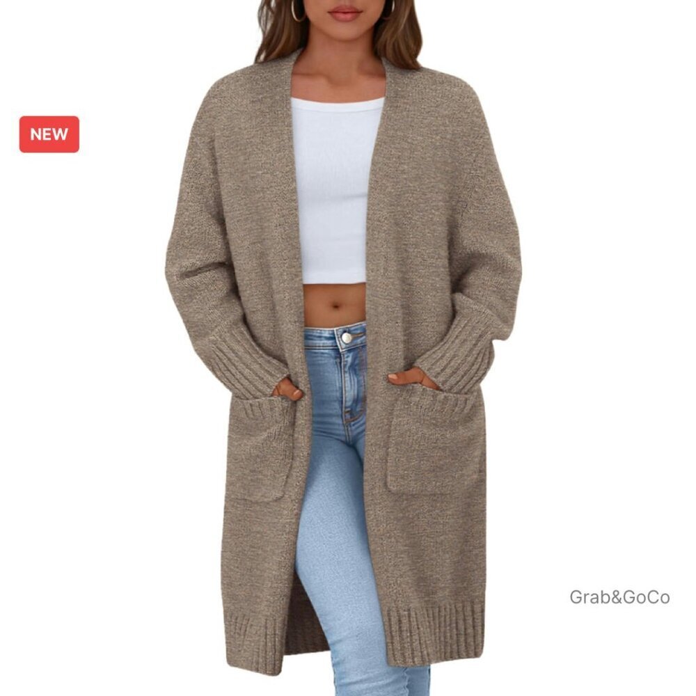 Oversized Long Sleeve Cardigan Knitted Open Front Loose Fit Chic Winter